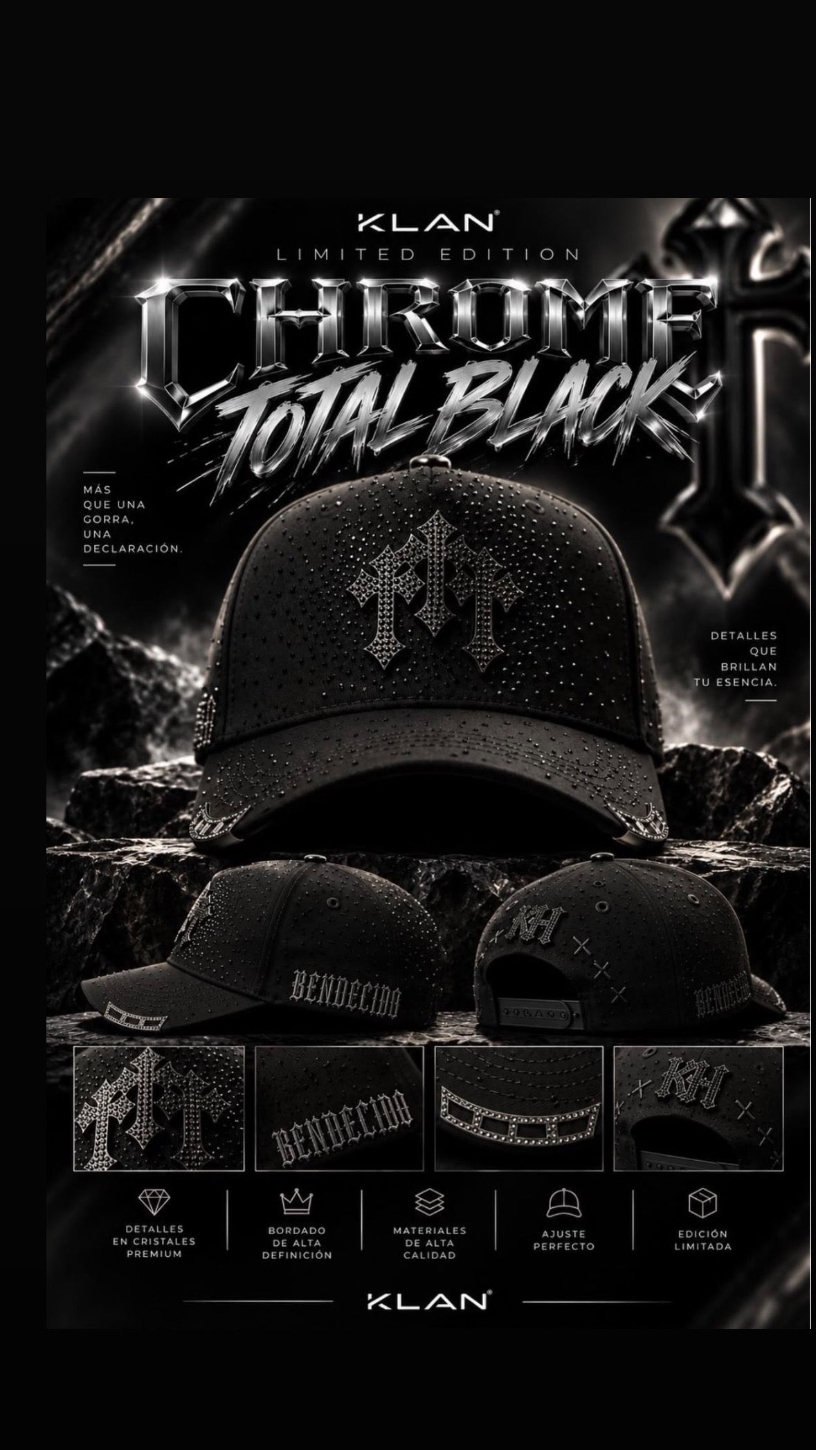 Klan Hats Chrome total Black