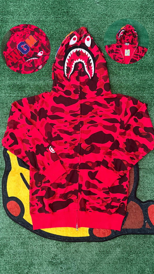 Camo Shark Red Hoodie